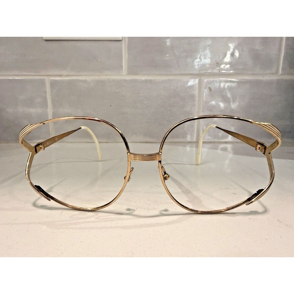 Vintage Christian Dior Butterfly Sunglasses Eyeglass Frame Gold White